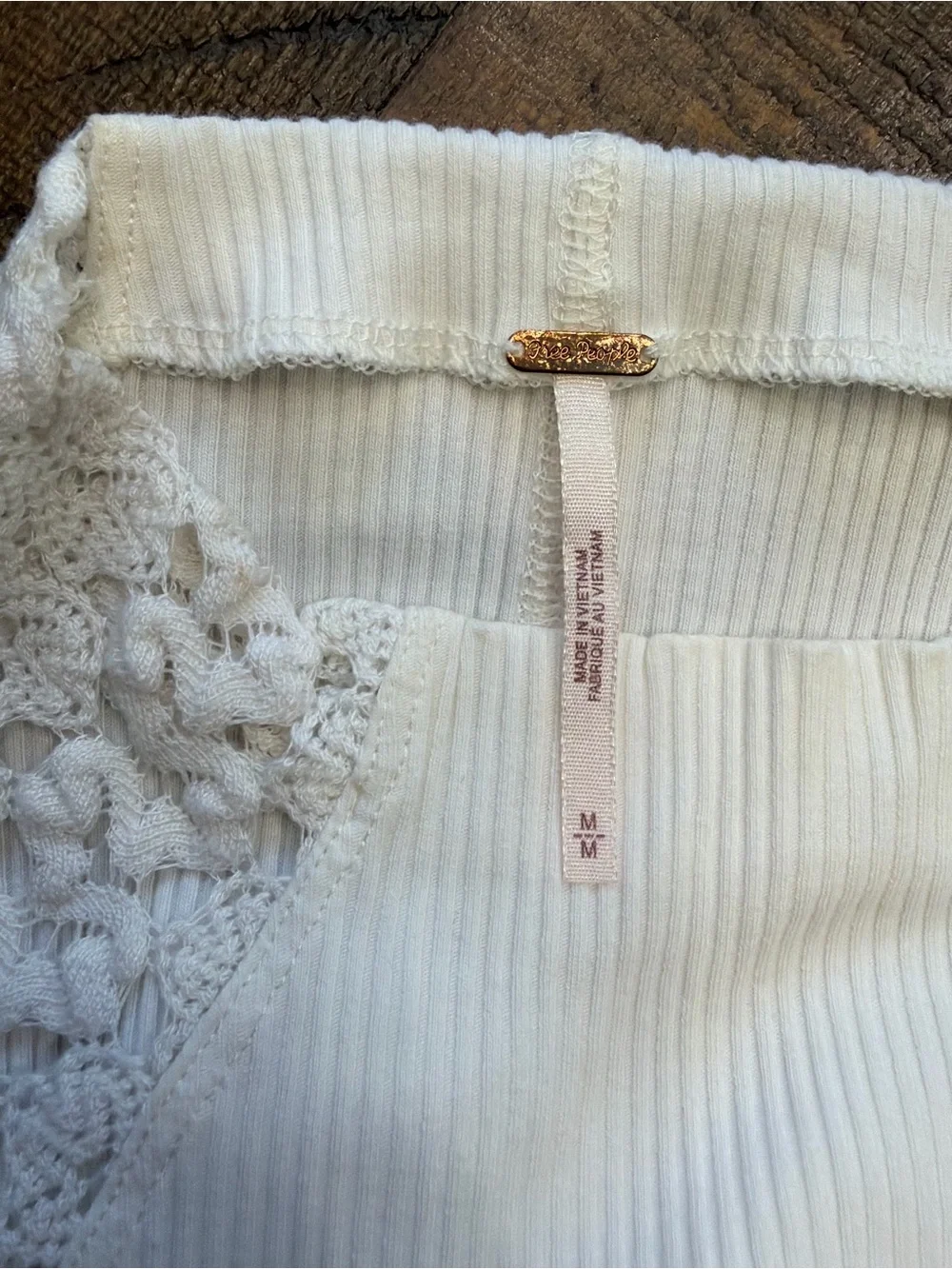 Free People Clemente Mixed Media White Mock Neck Crochet Lace Sleeves